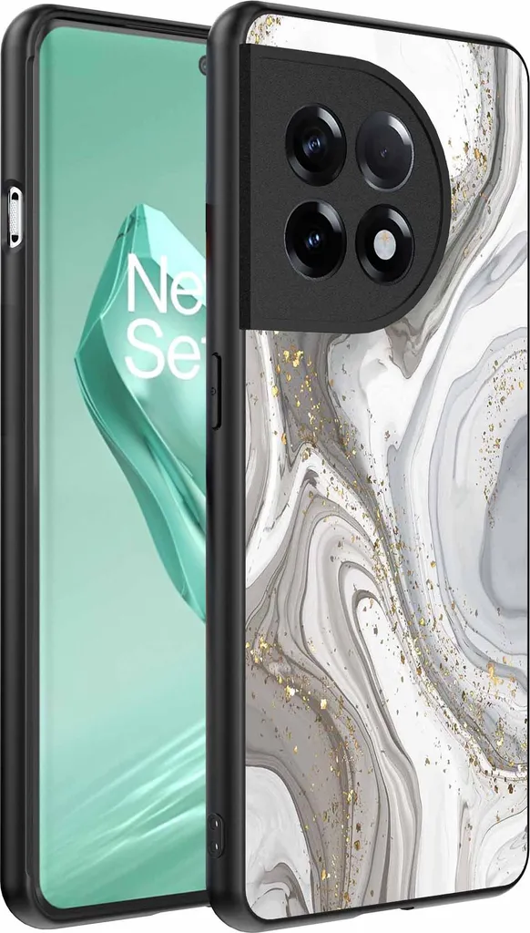 Custodia TPU Marmo per OnePlus 12R - Protezione Quotidiana Argento