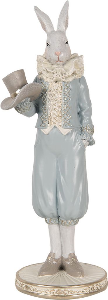 Clayre & Eef Dekorationsfigur Kaninchen 31 cm Weiß Blau Produktbild 