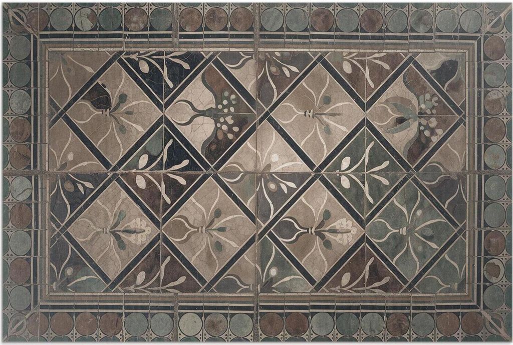 Elegante Geometrie auf Vintage-Fliesen – Vinylteppich – 80x120 cm – Outdoor Teppich – Terrasse – Wetterfest – Modern