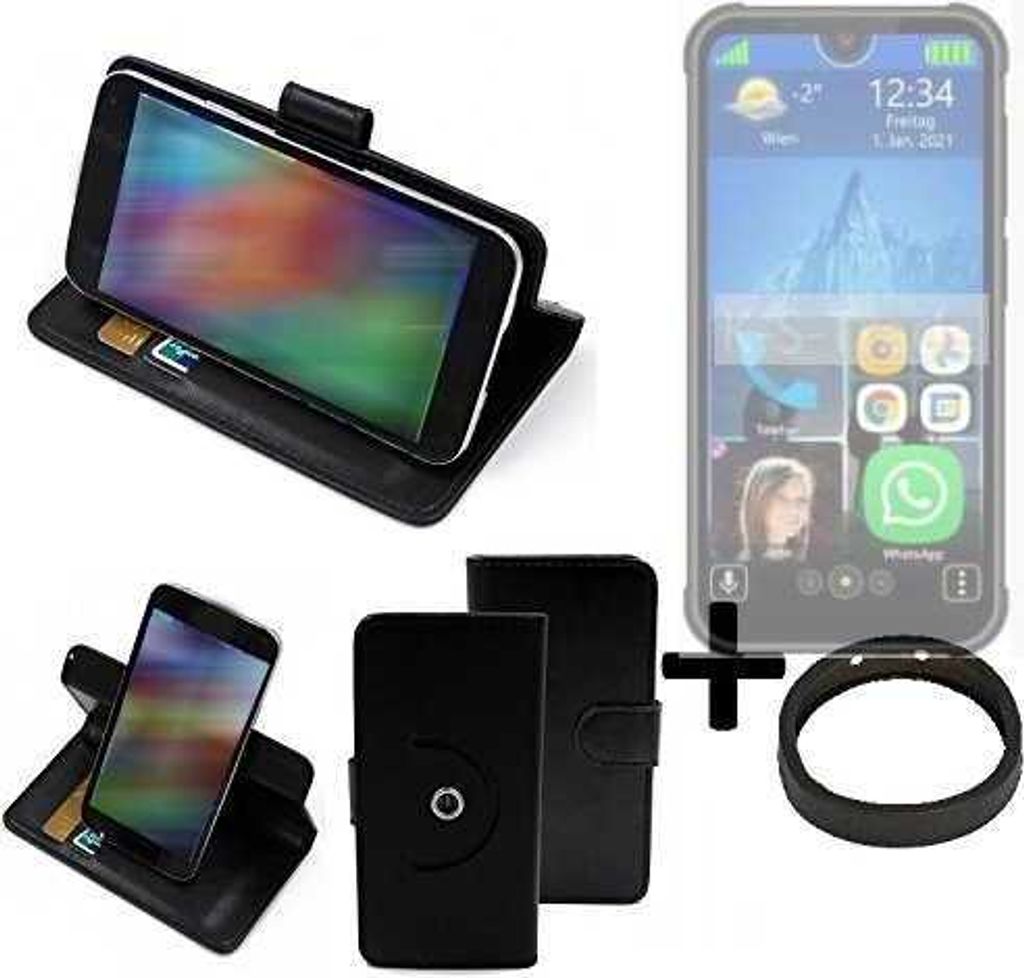 K-S-Trade Case Schutz Hülle kompatibel mit Bea-fon MX1 + Bumper Handy Hülle Flipcase Smartphone Cover Handy Schutz Tasche Walletcase schwarz