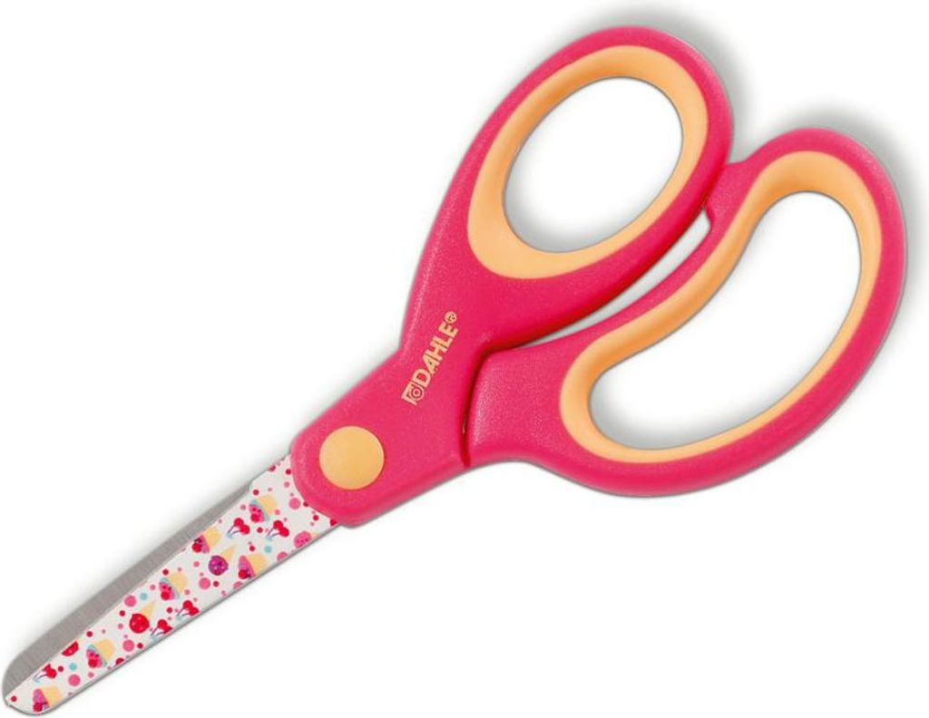 Dahle Bunte Kinderschere Kids rund 5 Zoll (13cm) pink, Motiv: Sweets, Rechtshand