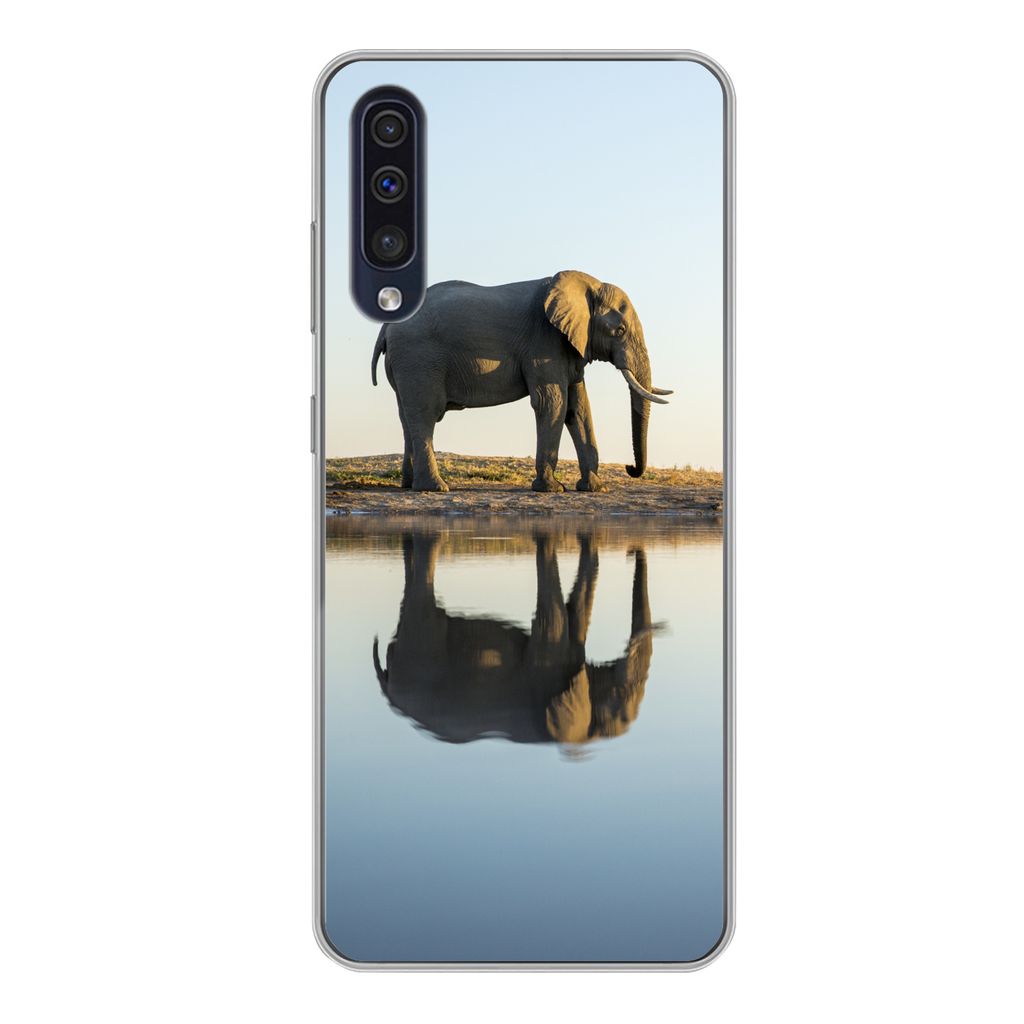 MuchoWow Handyhülle Schutzhülle Hülle für Samsung Galaxy A50 Elefant - Wasser - Bäume - Tiere - Natur Silikon Softcase Handy Hülle - Mobilt...