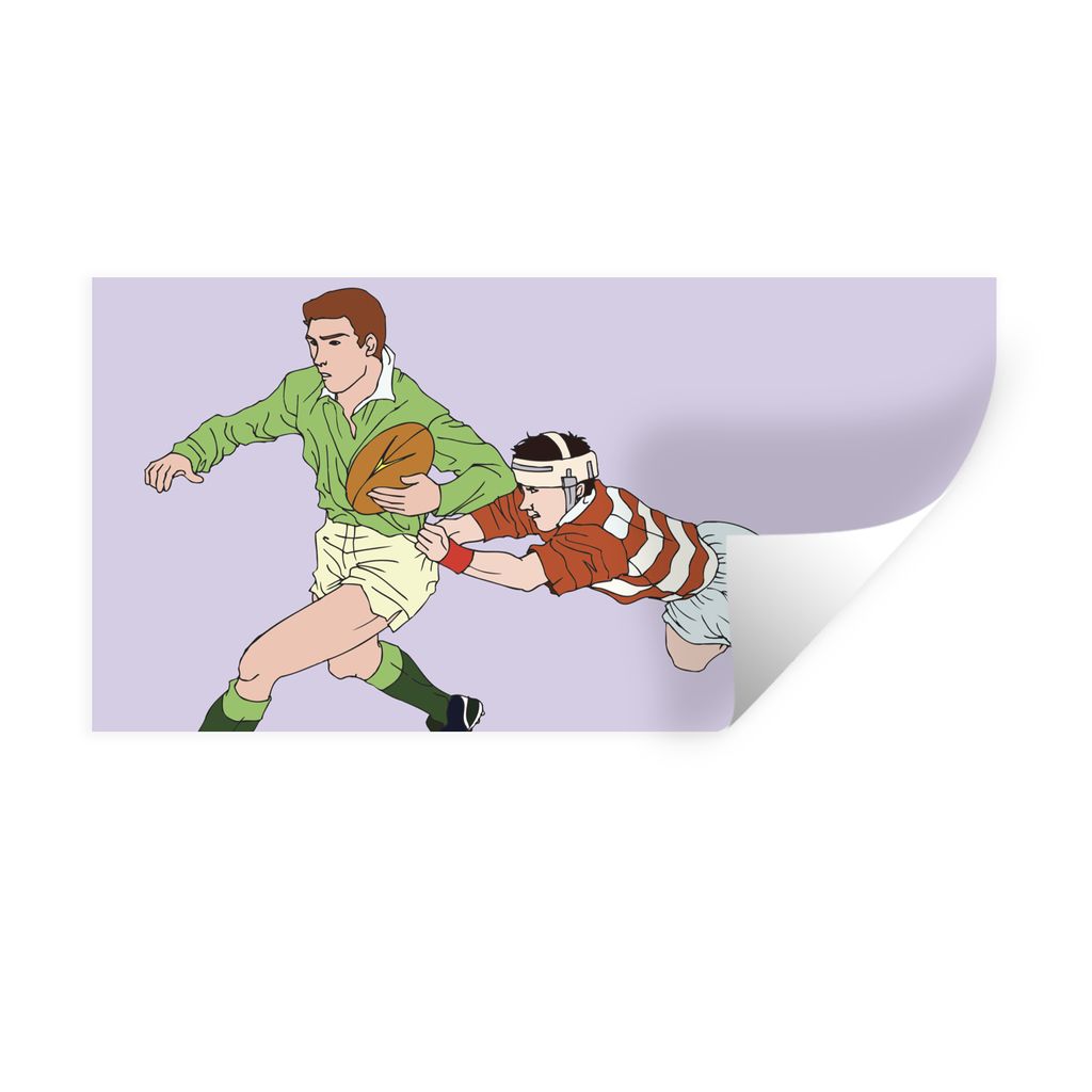 MuchoWow Wandtattoo Wandsticker Wandaufkleber Eine Illustration von zwei Personen, die Rugby spielen 160x80 cm Selbstklebend und Repositionierbar...