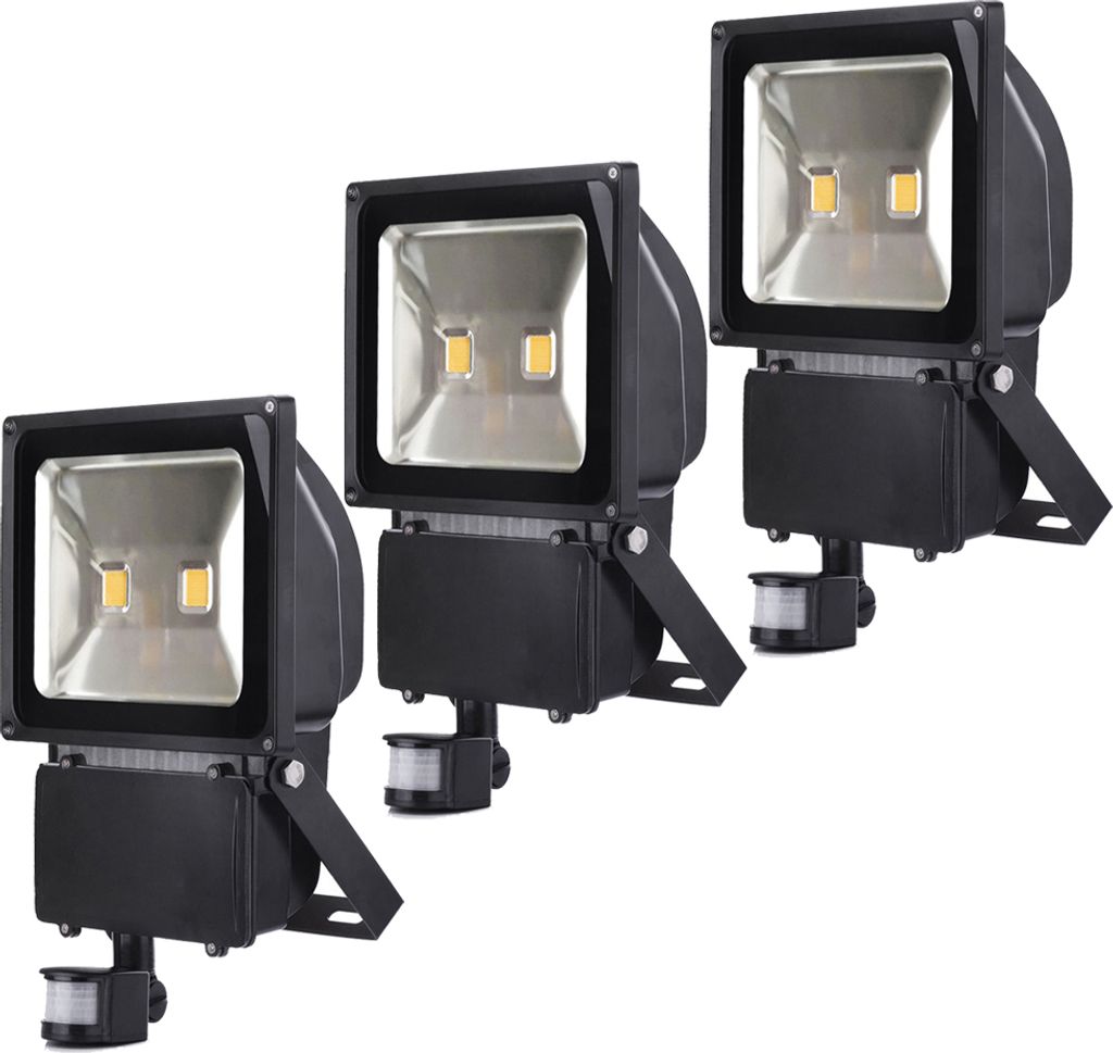 3pcs 100W LED Fluter Strahler mit PIR Produktbild 