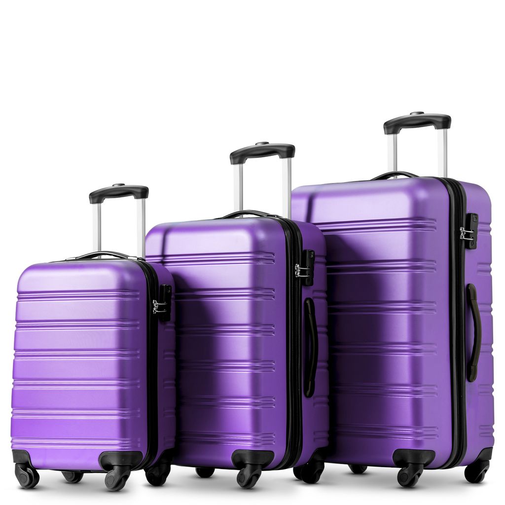 okwish Hartschalen-Koffer ABS-Material Handgepäck stilvoll, 4 Rollen, 76.5*50*31.5 cm, Lila