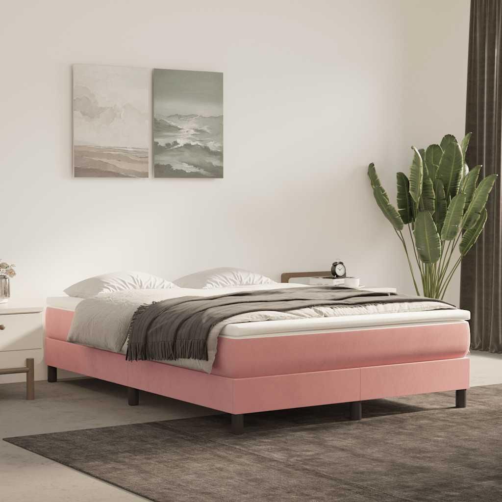 vidaXL Taschenfederkernmatratze Mittel Rosa 140x210x20 cm Samt