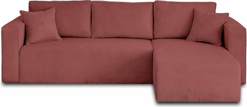 Best Möbel Topaze - beidseitig montierbar - 4-Sitzer - Schlaffunktion und Bettkasten - aus strukturiertem Samt , Rosa