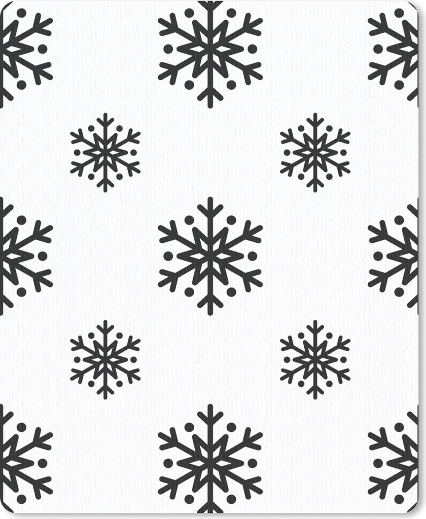 MuchoWow Mauspad Mousepad Schneeflocke - Winter - Schwarz - Weiß - Muster 19x23 cm - Mousepads - Maus Mat - Pad - Mausunterlage - Mauspads - Spi...