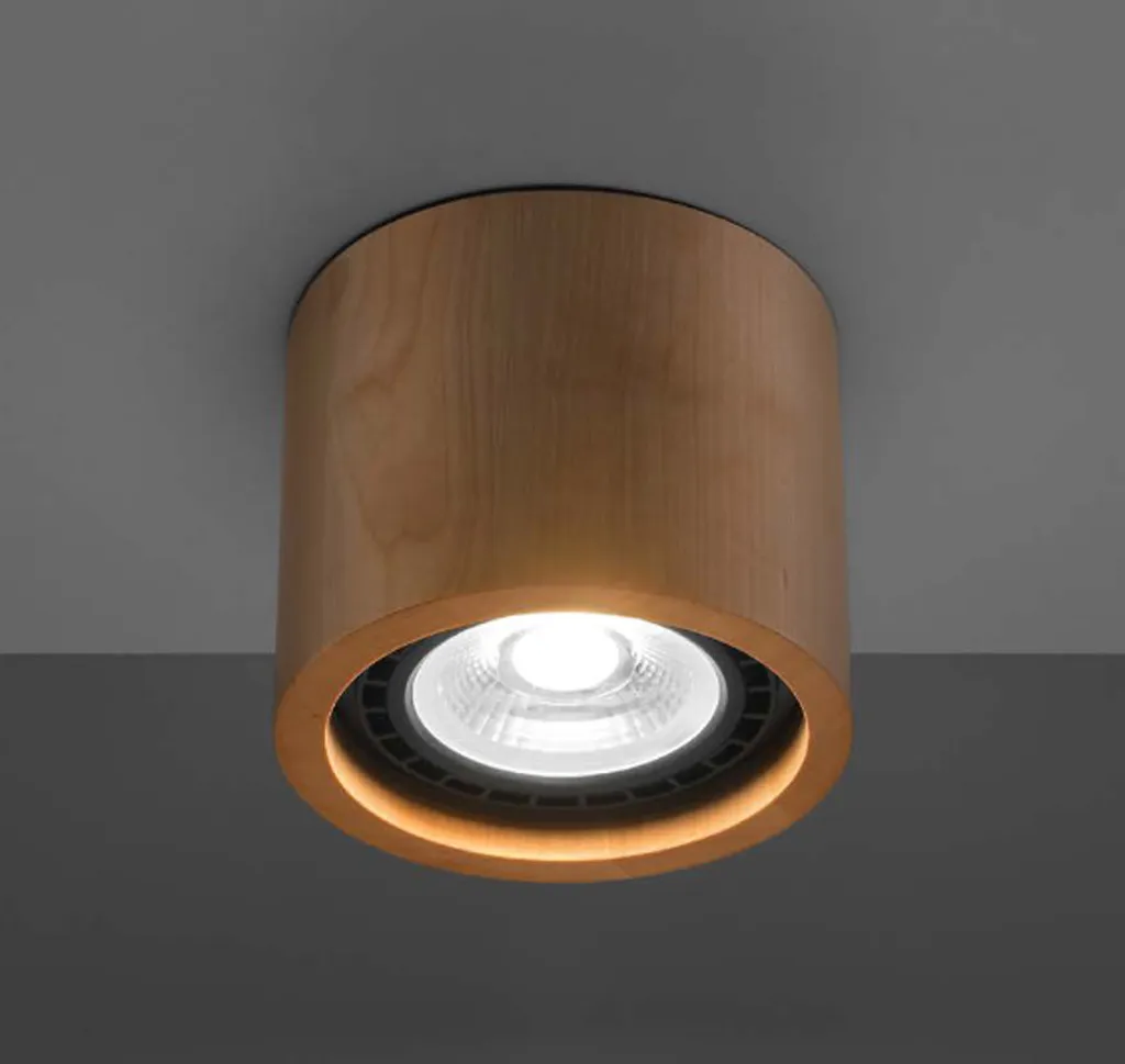 Plafond BASIC 1 Legno Naturale Sollux - Lampada Soffitto GU10 10x14x14 - 15