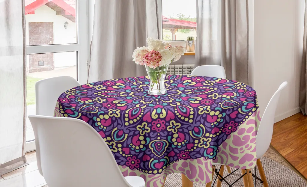 Morbuy Tovaglia Rotonda Elastica Impermeabile - 120 Cm, Rosa - Facile Da Pulire