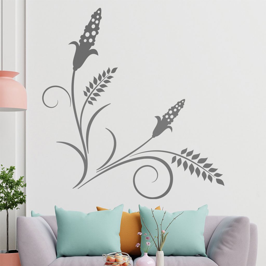 Blüten - Pflanze Wandtattoo in 6 Größen - Wandaufkleber Wall Sticker - Dekoration, Küche, Wohnzimmer, Schlafzimmer, Badezimmer