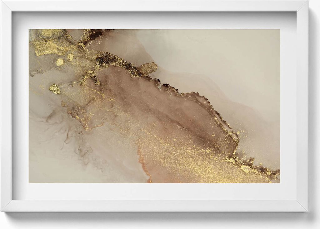 Abstraktes Gold– Wandbild mit Rahmen – Gerahmtes Bild – Wanddekoration – 60x40 cm – Schwarz Rahmen