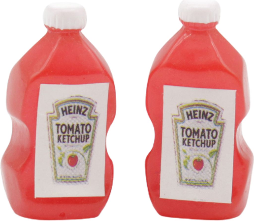 2pcs Dollhouse Sauce High Simulationsdekoration Harz Miniatur tun Ketchup Barbecue Sauce für die Küchenszene-B