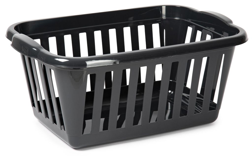 Waschekorb - schwarz - Kunststoff - 40 Liter - 60 x 40 x 26 cm - Korbe fur Wasche - Haushalt