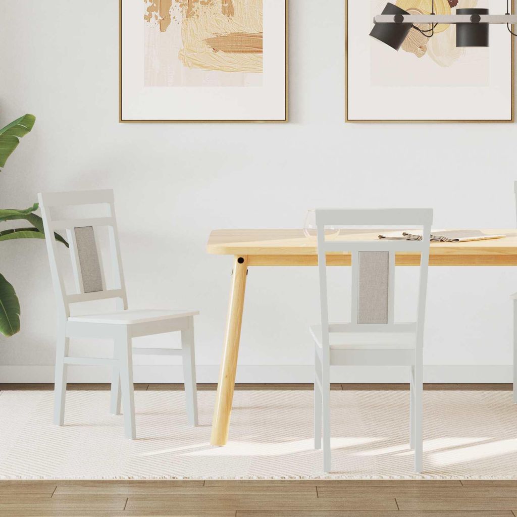 "Schlussverkauf" Esszimmerstuhl 2 Stück - stylischen Essstuhl - Ergonomisches Design - Weiß Massives Gummiholz C15002