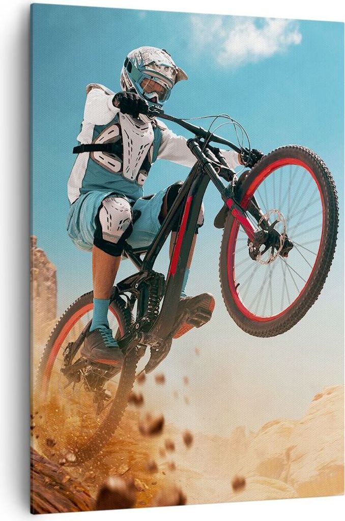 Bild auf Leinwand - Leinwandbild - Einteilig - Fahrrad Sport Helm - 70x100cm - Wand Bild - Wanddeko - Wandbilder - Leinwanddruck - Wanddekoration -...