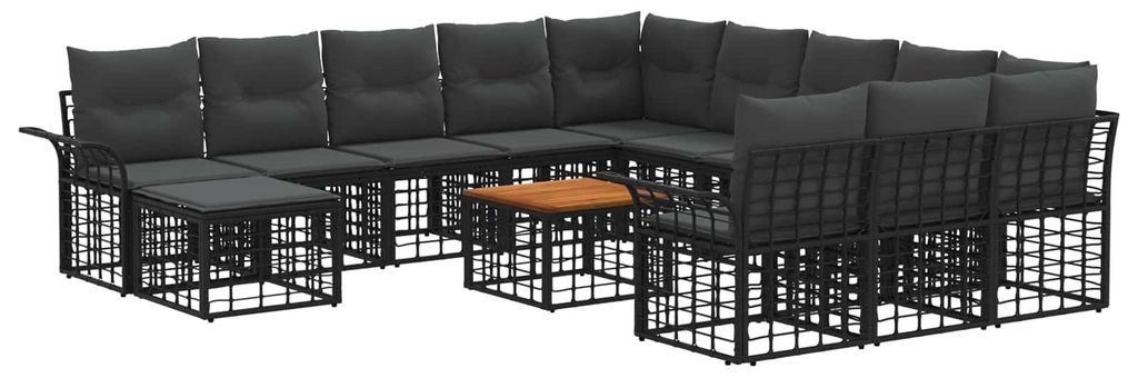 Möbel Gartensofa-set 13-tlg. Schwarz und Dunkelgrau Poly RattanGartenmöbelgarnituren - Gartenmöbelgarnituren c5838