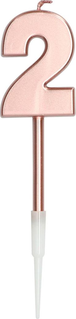 Rosy Blush Zahlenkerze 2 roségold 14cm