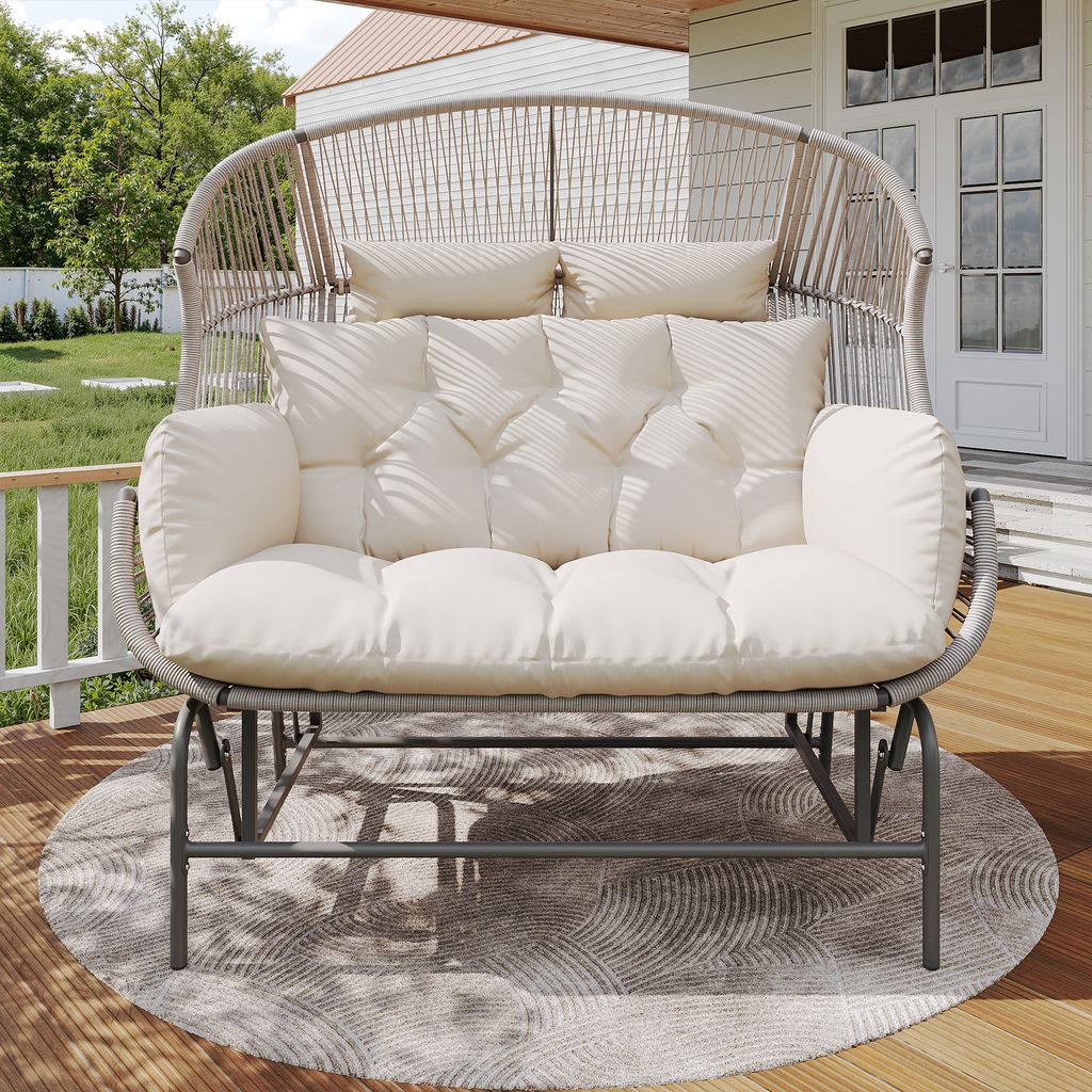 okwish Garten-Schaukelstuhl Schwingsessel Outdoor Swing Egg Chair Patio Hängesessel Loungesessel ,für den Garten, Balkon oder Terrasse, Grau