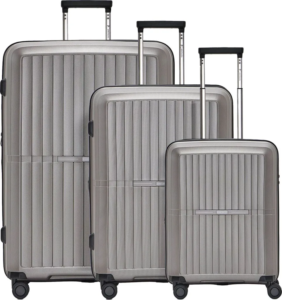 Pactastic Collection 01 Set de 3 Valises S M L Trolley Gris et Taupe