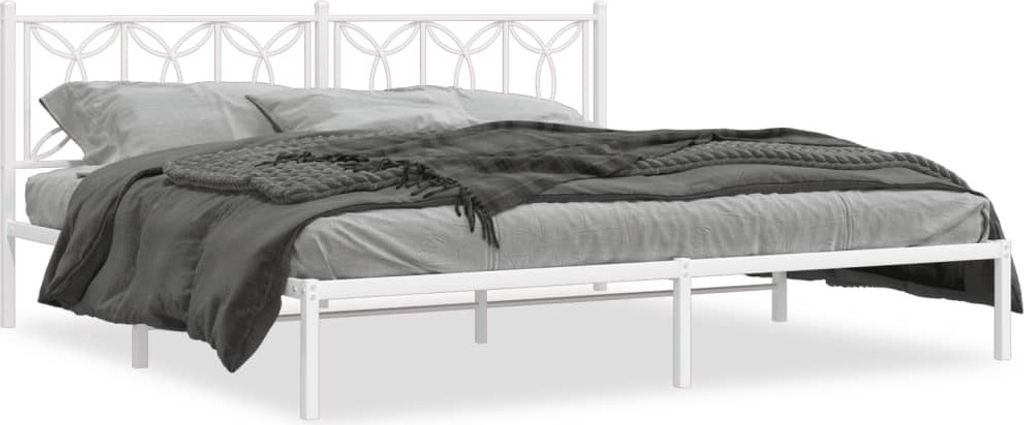 Maison Exclusive - Bettgestell mit Kopfteil Metall Weiß 193x203 cm