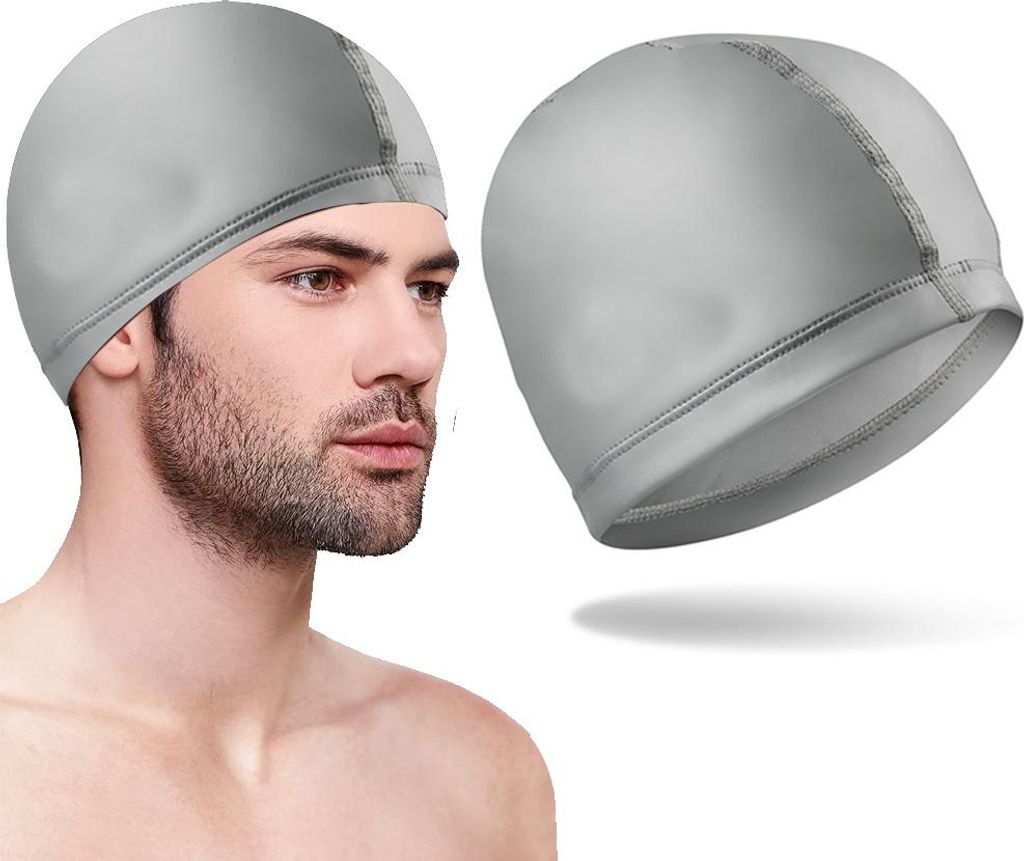 Badekappe, Badekappe für Damen und Herren, einfarbig, PolyurethanBeschichtung, bequem und nicht einengend, Badekappe für Damen mit langem Haar