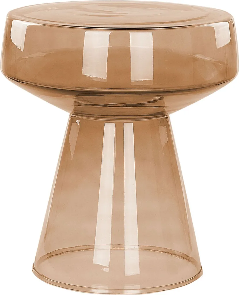Table d'appoint ovale en verre marron et métal doré Beliani 37x37x43 cm