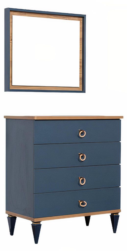 Blaue 4-Türige Kommode Moderne Luxus Anrichte Mit Spiegel Designer Set