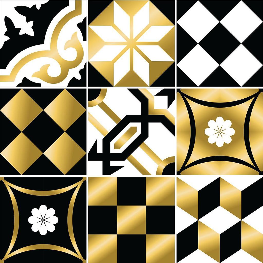 Selbstklebende Fliesenaufkleber für Küche und Bad – 9 Fliesenaufkleber, Azulejos Lorenzia-Stil – 9 Aufkleber, 20 x 20 cm