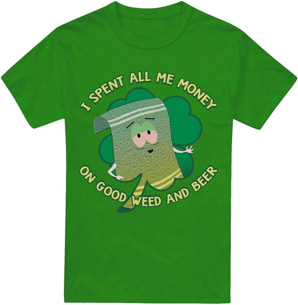 South Park - "Spent Money" T-Shirt für Herren - St Patricks-Tag TV7197 (4XL) (Irisches Grün)