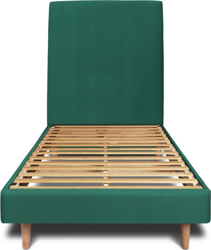 Bett mit gepolstertem Kopfteil – Samtstoff - 90 x 190 cm