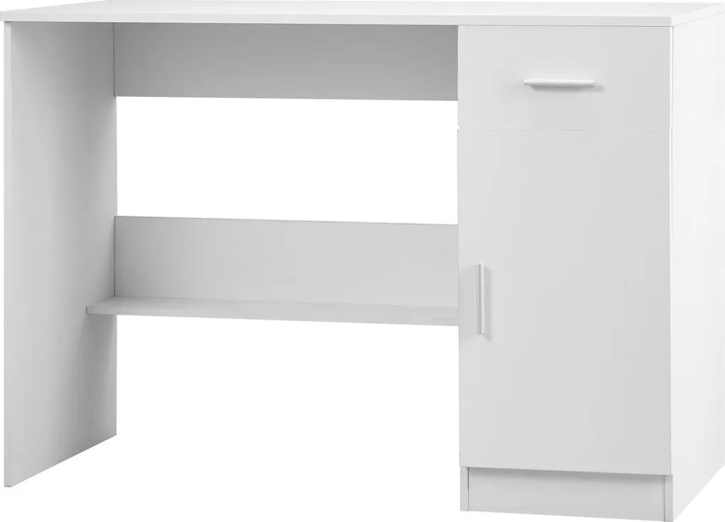 Table de bureau blanche rectangulaire avec étagère modulable en bois MDF - 12