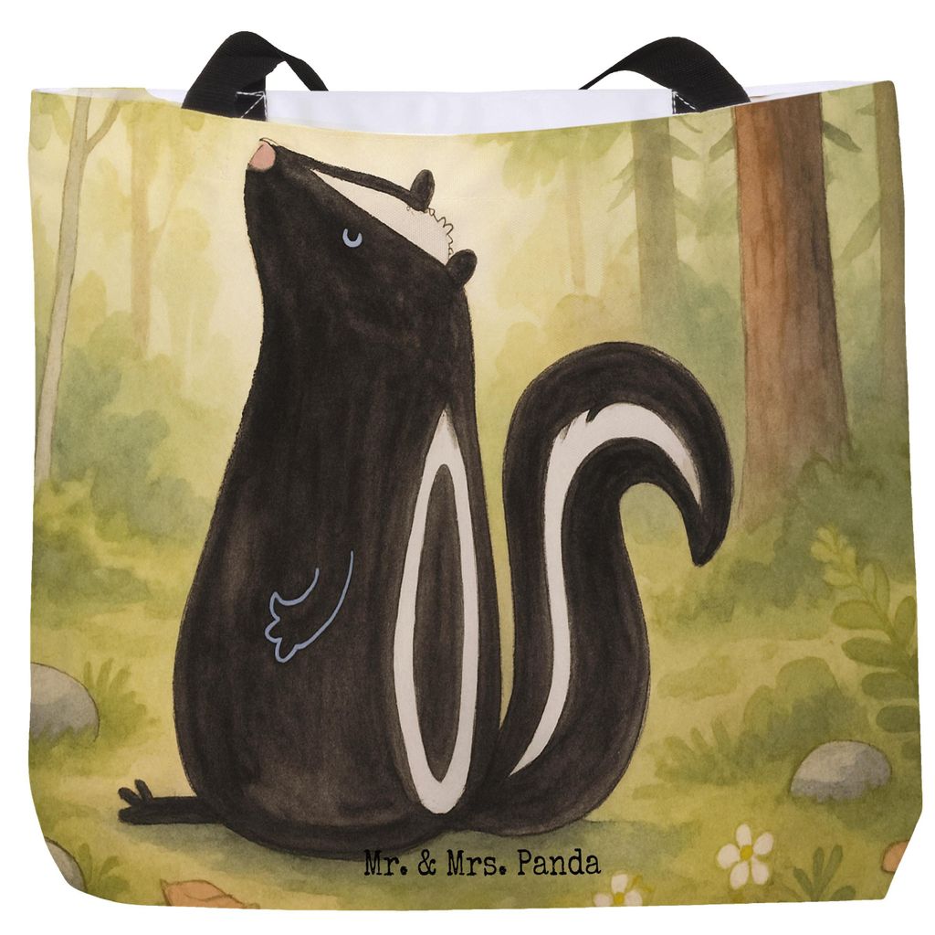 Mr. & Mrs. Panda Schultasche Stinktier Sitzen Design - Weiß - Geschenk, Reisetasche, Skunk, Tote Bag, Raubtier, Spruch, Wildtier, Büro, Einkaufst...