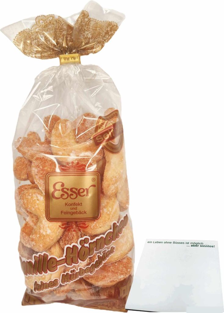 Esser Vanille Hörnchen feines Mürbegebäck (300g Beutel) + usy Block