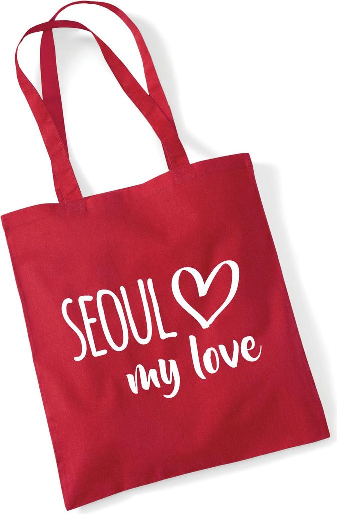Huuraa Jutebeutel Seoul my love 10 Liter Classic Red Baumwolle Tasche Geschenkidee