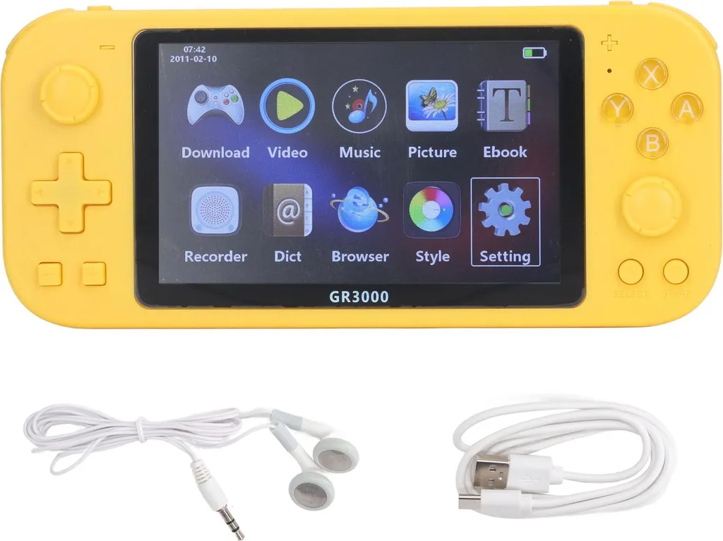 Console Retro Portatile 5.1" HD Gialla - Power Player 8GB Arcade