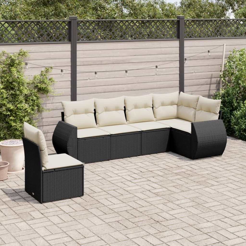 Maison Exclusive - 6-tlg. Garten-Sofagarnitur mit Kissen Schwarz Poly Rattan