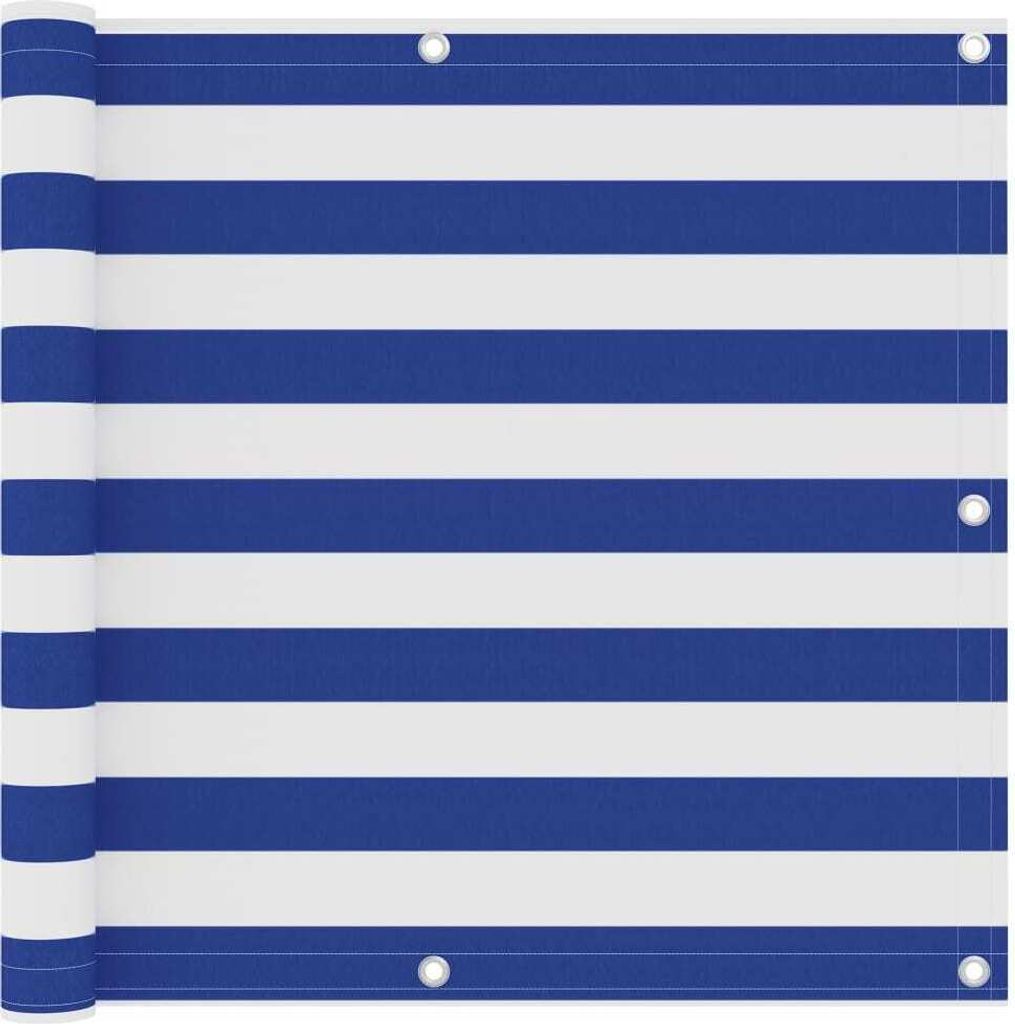 Balkon-Sichtschutz Weiß und Blau 90x400 cm Oxford-Gewebe