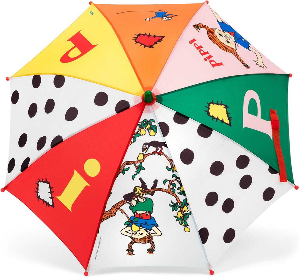 Kinderboeken: Pippi Langkous. Witte kinderparaplu met print Productafbeelding 