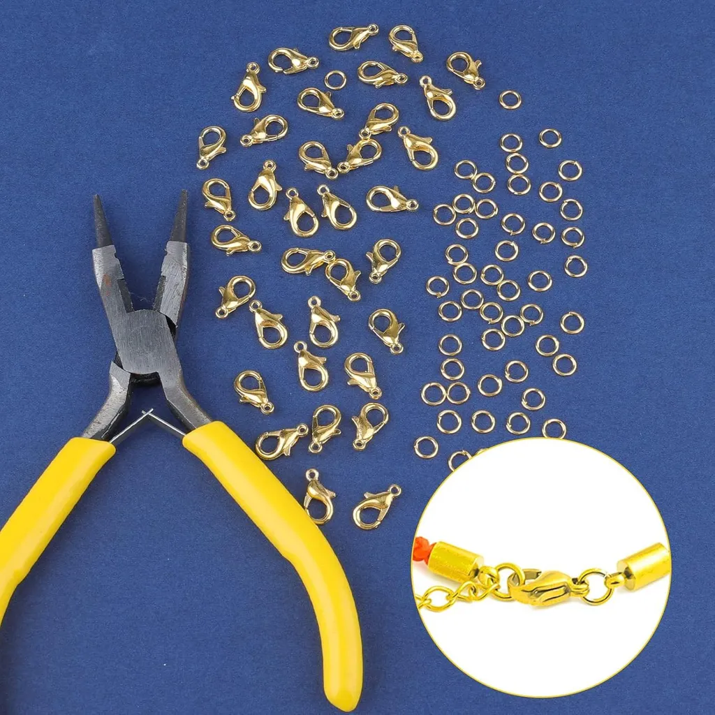 50 Mousquetons et 120 Anneaux Ouverts Or pour Création Bijoux 12x6mm
