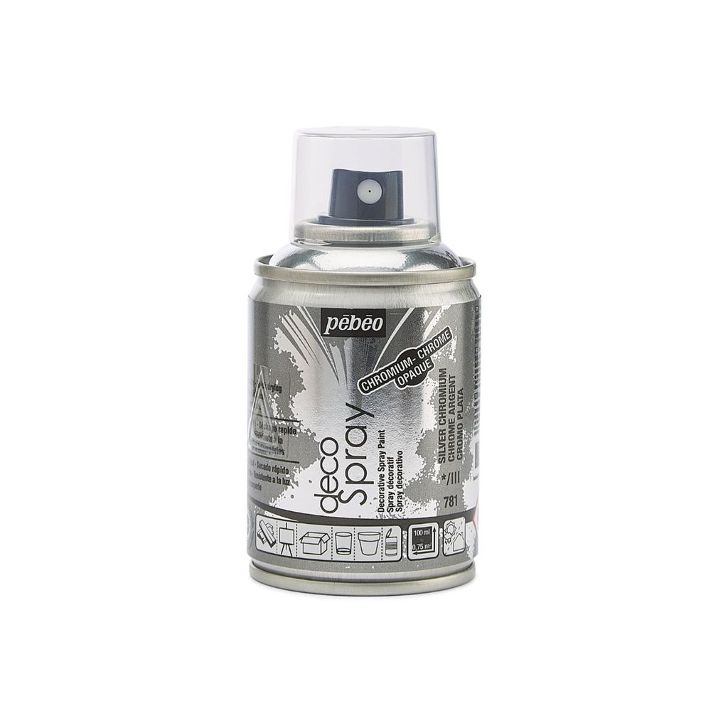 Pébéo Decospray Acryl-Sprühfarbe, 100 ml, Chromsilber