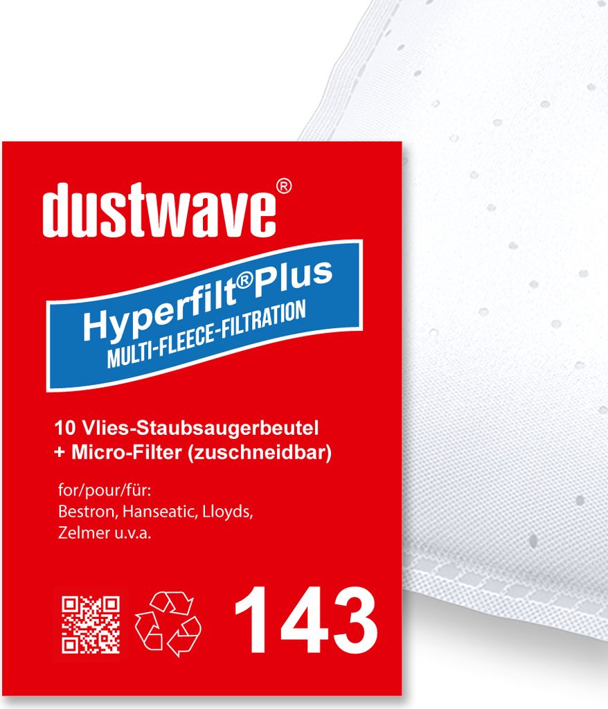 10x Staubsaugerbeutel | Staubfilter | Staubsäcke passend für Ariete - 2360 - dustwave Markenstaubbeutel / Germany + inkl. Microfilter (Sparpack)