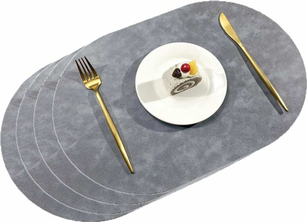 Tischsets Leder und Untersetzer, Platzsets Abwaschbar Rund Doppelseitig Anti-Rutsch Taschenleder Lederspitze Tischset