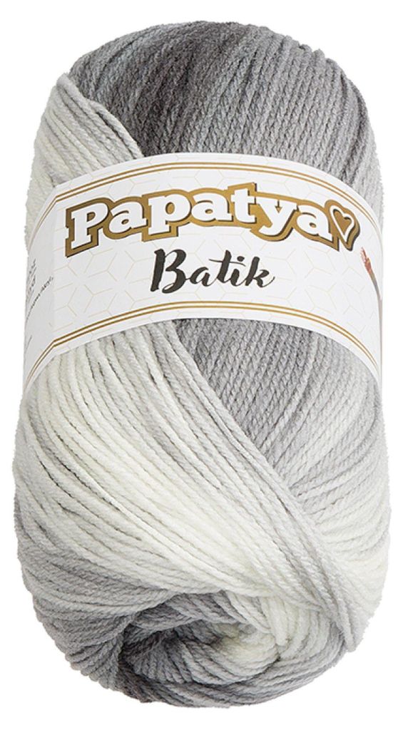 Garn PAPATYA BATIK - 100g / 360 m - Weiß,Grau Produktbild 