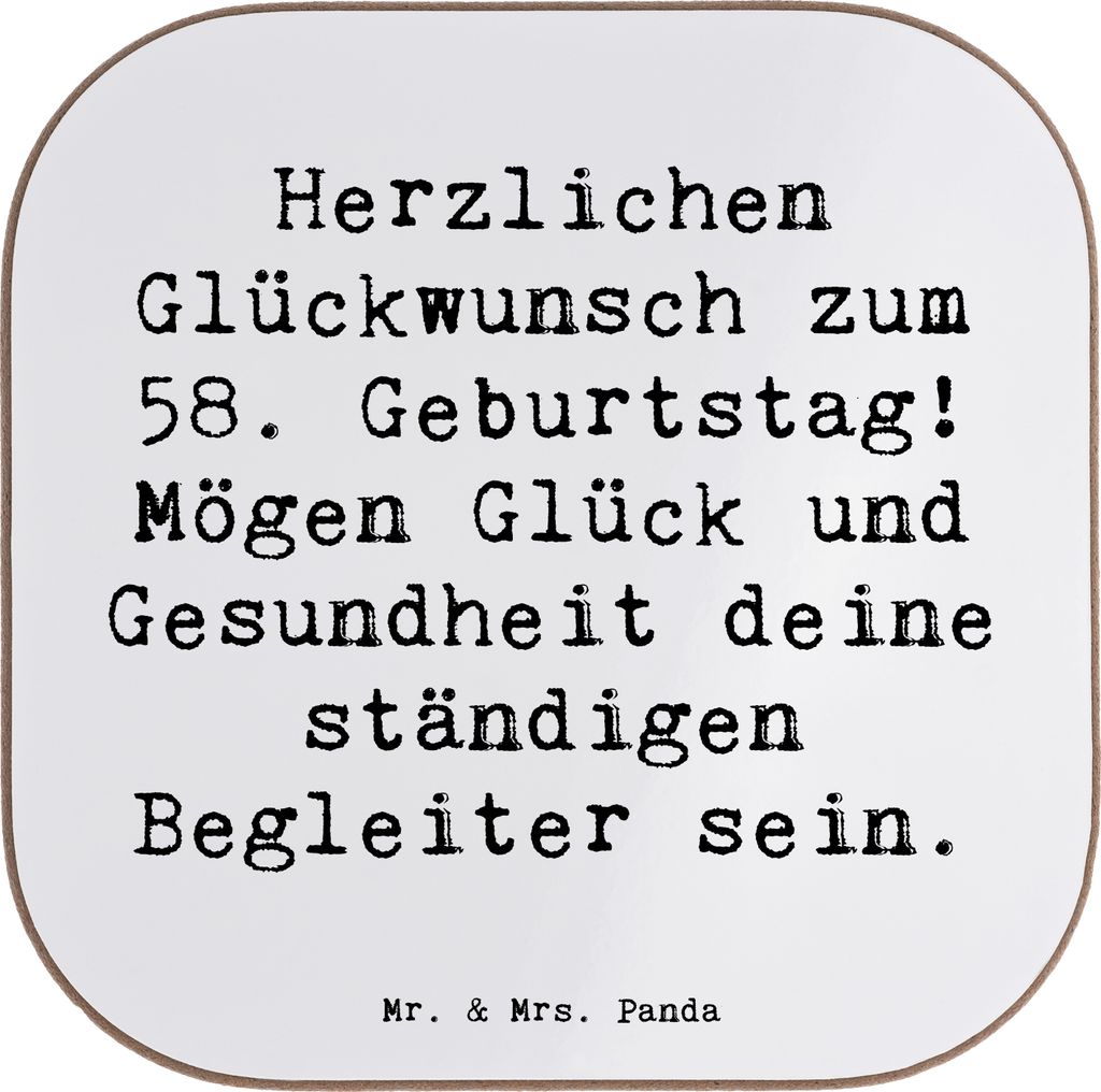 Mr. & Mrs. Panda Untersetzer für Gläser Spruch 58. Geburtstag - Weiß - Geschenk, liebevolle Glückwünsche, Tassenuntersetzer, persönliches, Ha...