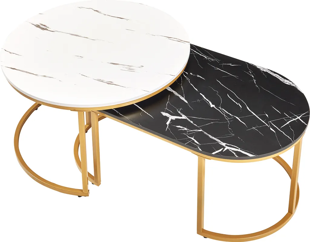 Petite table basse de salon Oppeerg pour déco moderne aspect marbre - 5