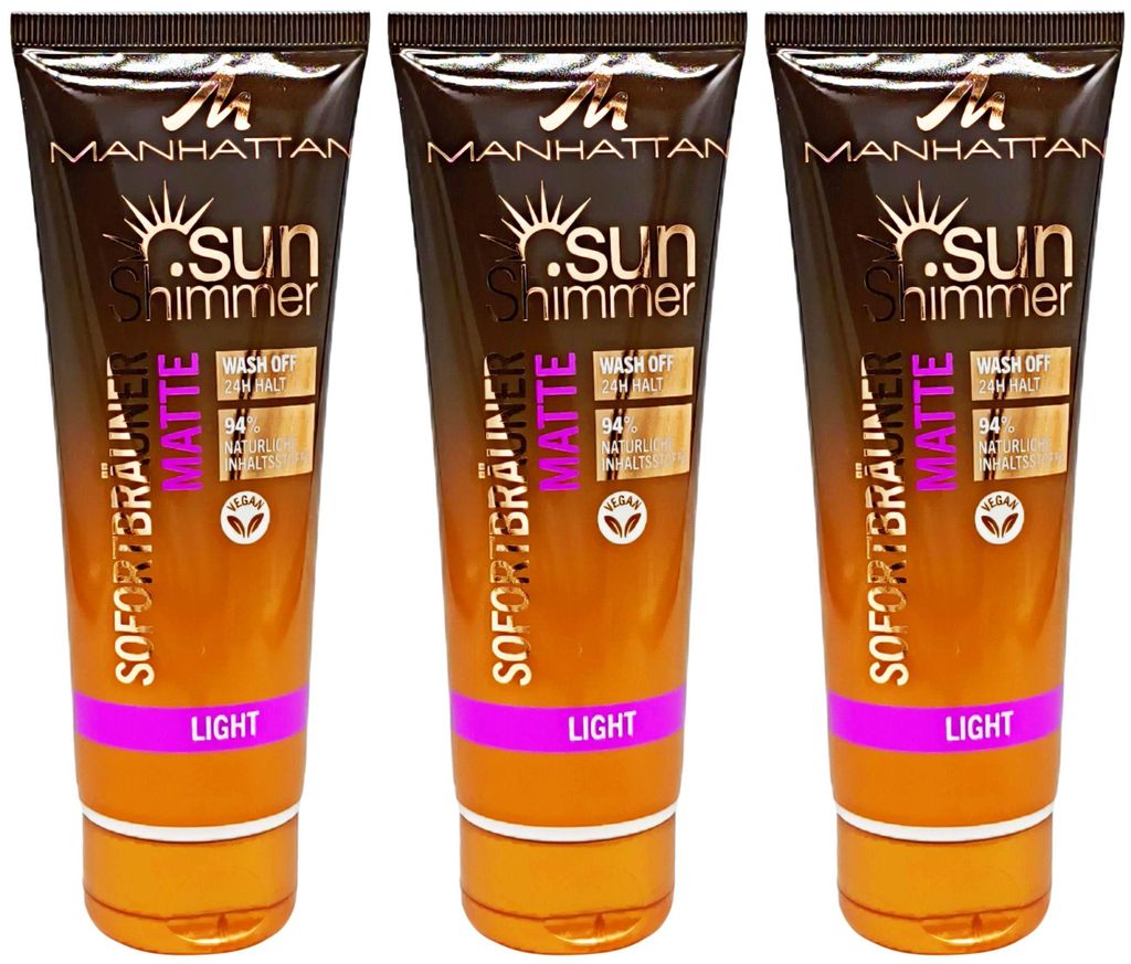 3x Manhattan Sun MATTE LIGHT 100ml Wash off Sofortbräuner Produktbild 
