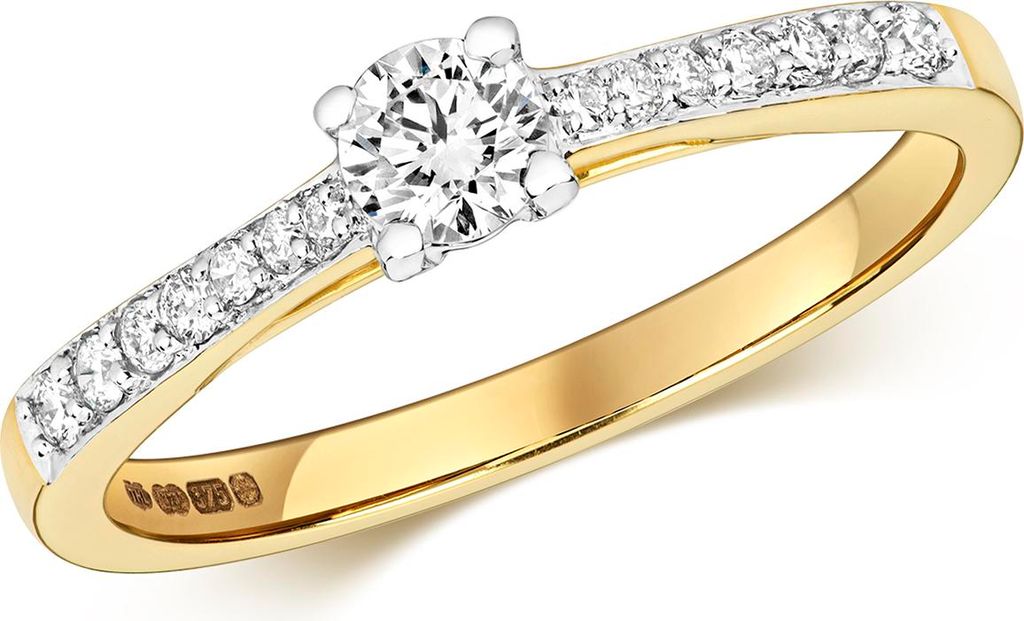 Funkelndes Feuer 9 Karat (375) Gold Solitär Verlobung Diamant Damenring Brillant-Schliff 0.32 Karat H - I1, 49 (15.6); TRS321259KYRSJ