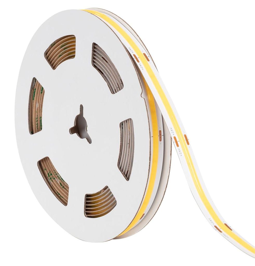 LED Streifen 24V COB 480 LED/m 5m 15W/m 1500lm 7m High Lumen Breite 10mm Schnitt 5cm IP20 CRI90 2700K Warmweiß