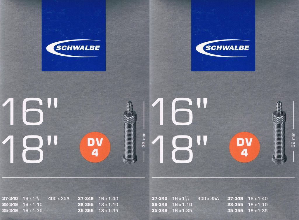 Schwalbe Schlauch DV 4 16/18x1 1/8-1 3/8" 28/37-340/355 DV Produktbild 